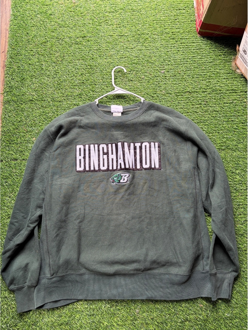 90s Champion Binghamton University Green Sweatshirt Size XL